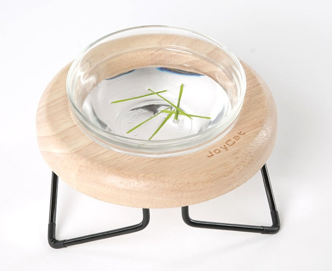 Solid Wood Cat Bowl Rack