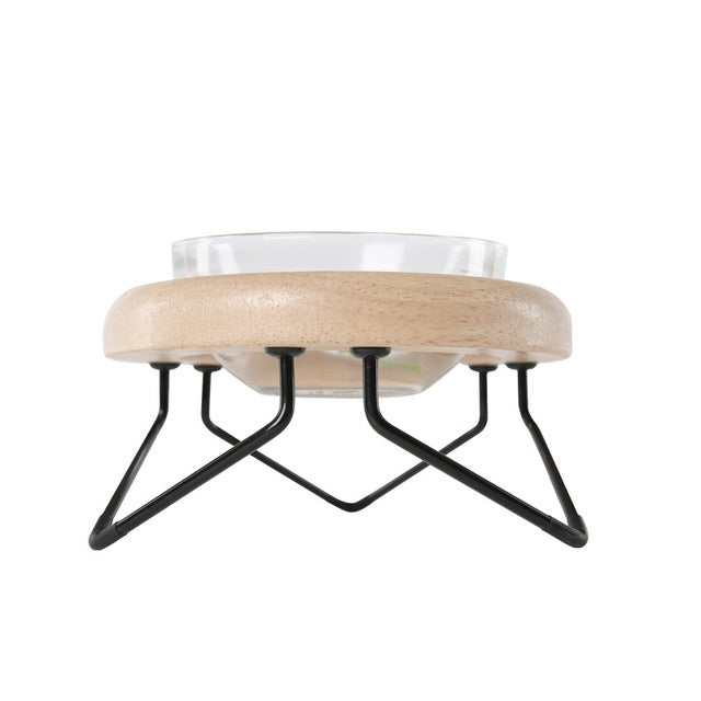 Solid Wood Cat Bowl Rack