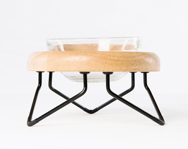 Solid Wood Cat Bowl Rack