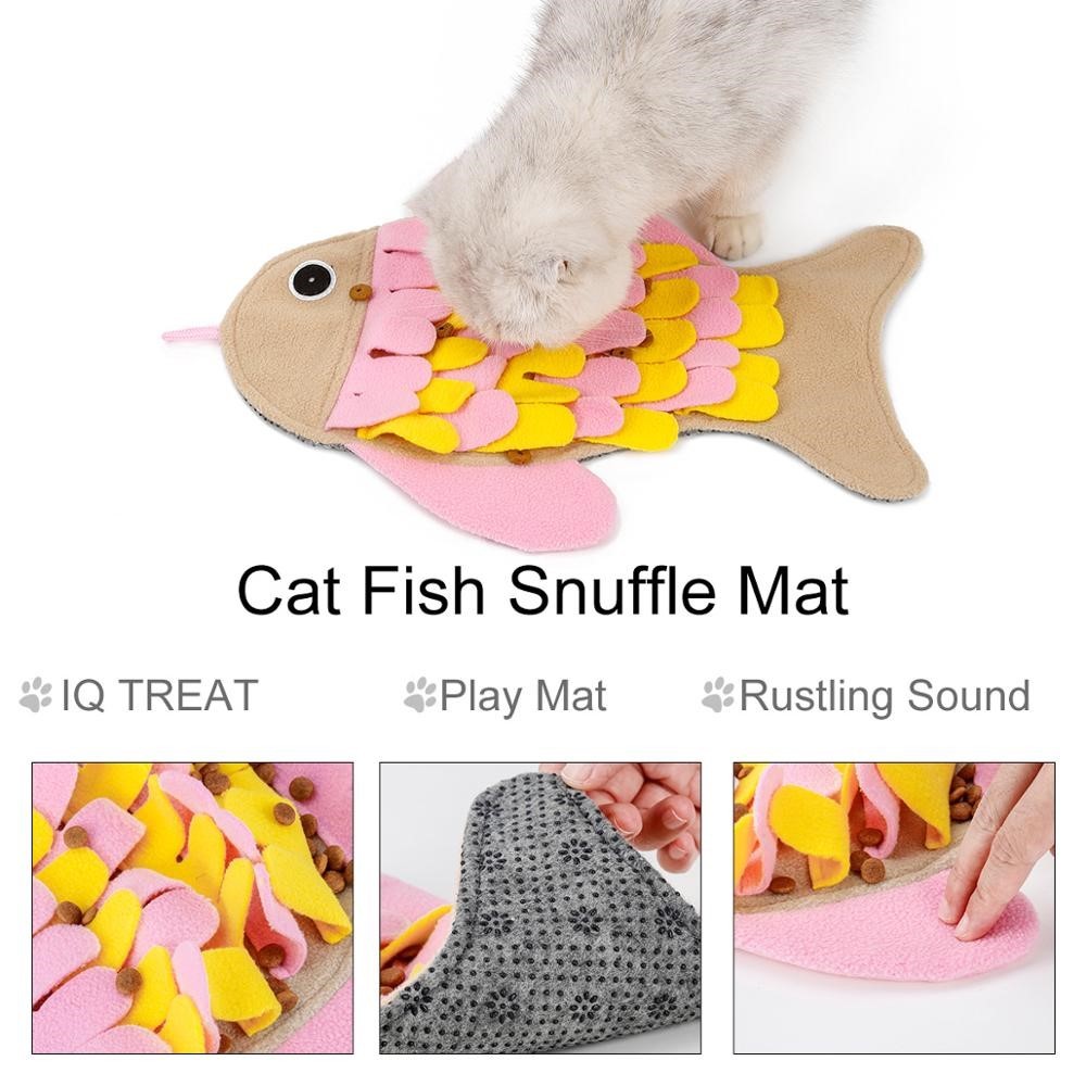Fish-shaped sniffing blanket training cat toy sniffing pad