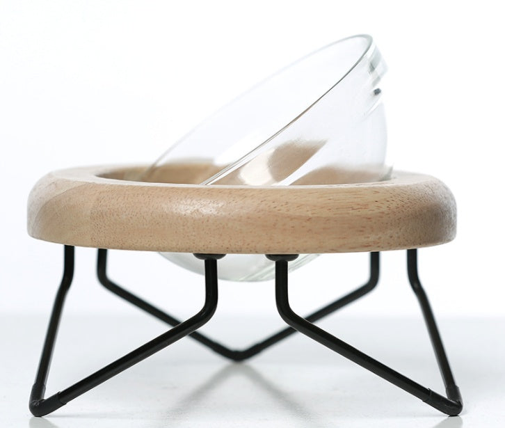 Solid Wood Cat Bowl Rack