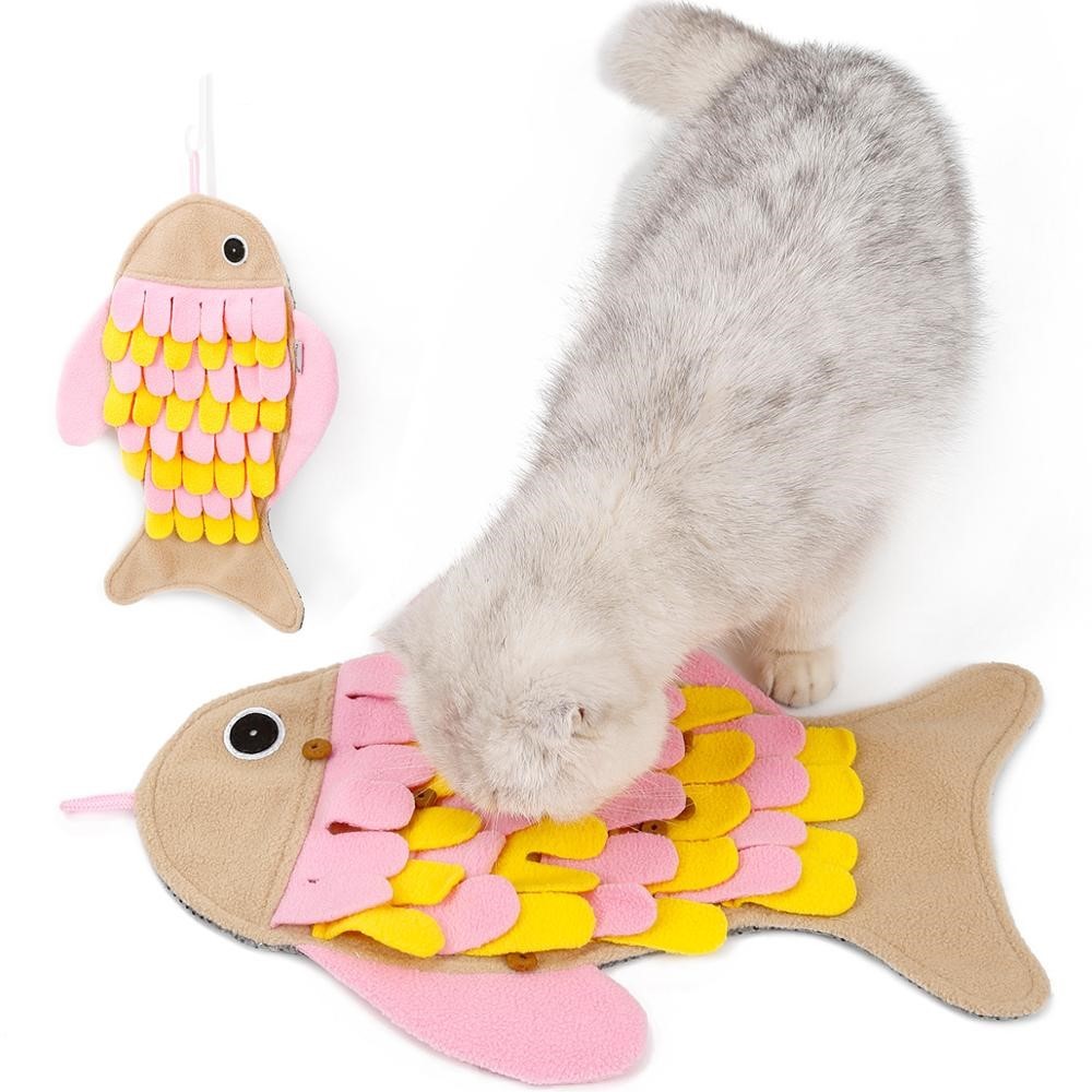 Fish-shaped sniffing blanket training cat toy sniffing pad